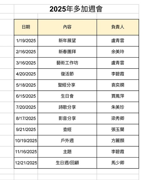 2025年 多加週會